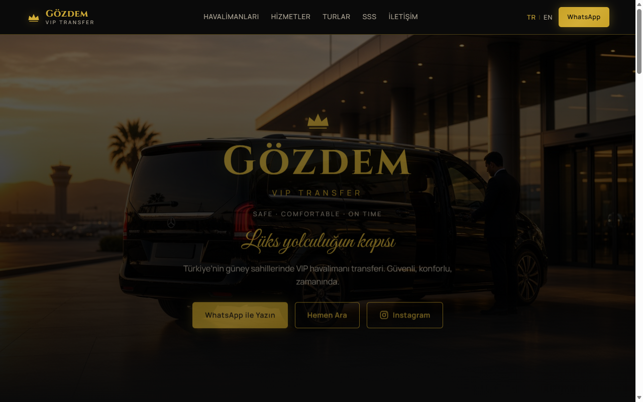 Gözdem VIP Transfer Rezervasyon Sitesi